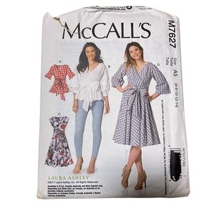 McCall's Laura Ashley M7627 Pattern Wrap Tops and Dresses with Tie Waist